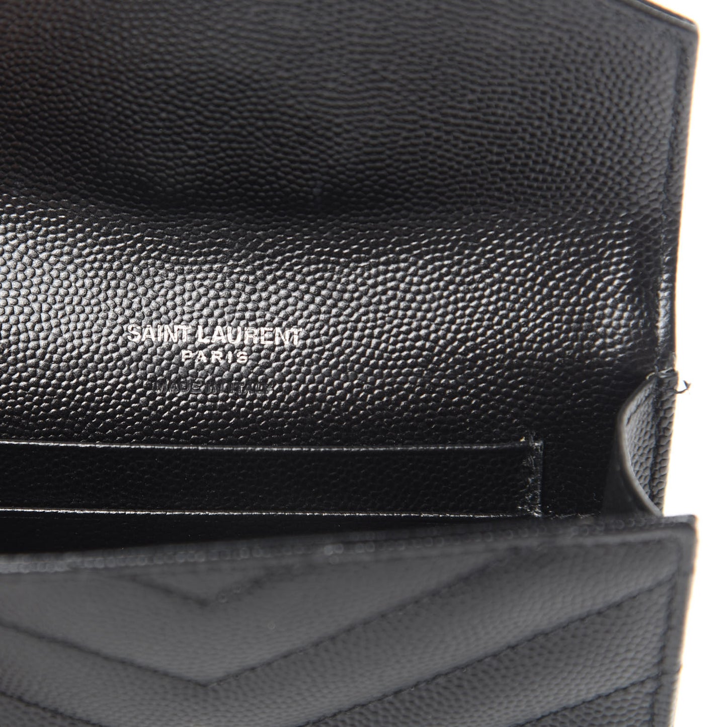 Grain De Poudre Matelasse Chevron Small Monogram Envelope Wallet Black