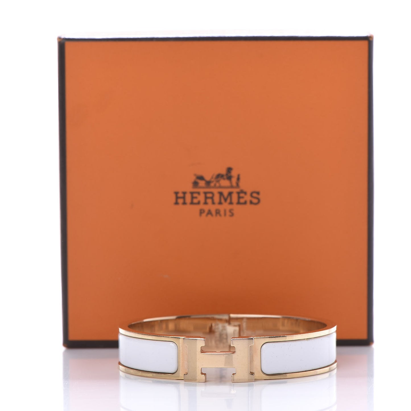 Enamel Narrow Clic Clac H Bracelet PM White