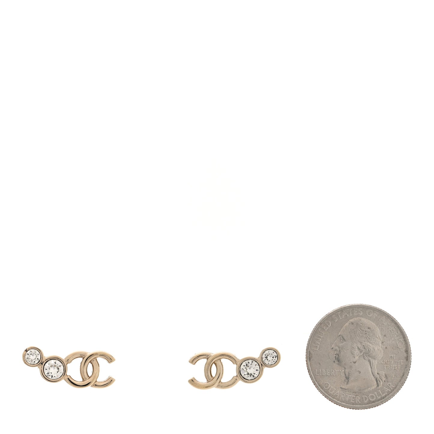 Metal Crystal CC Climber Earrings Gold