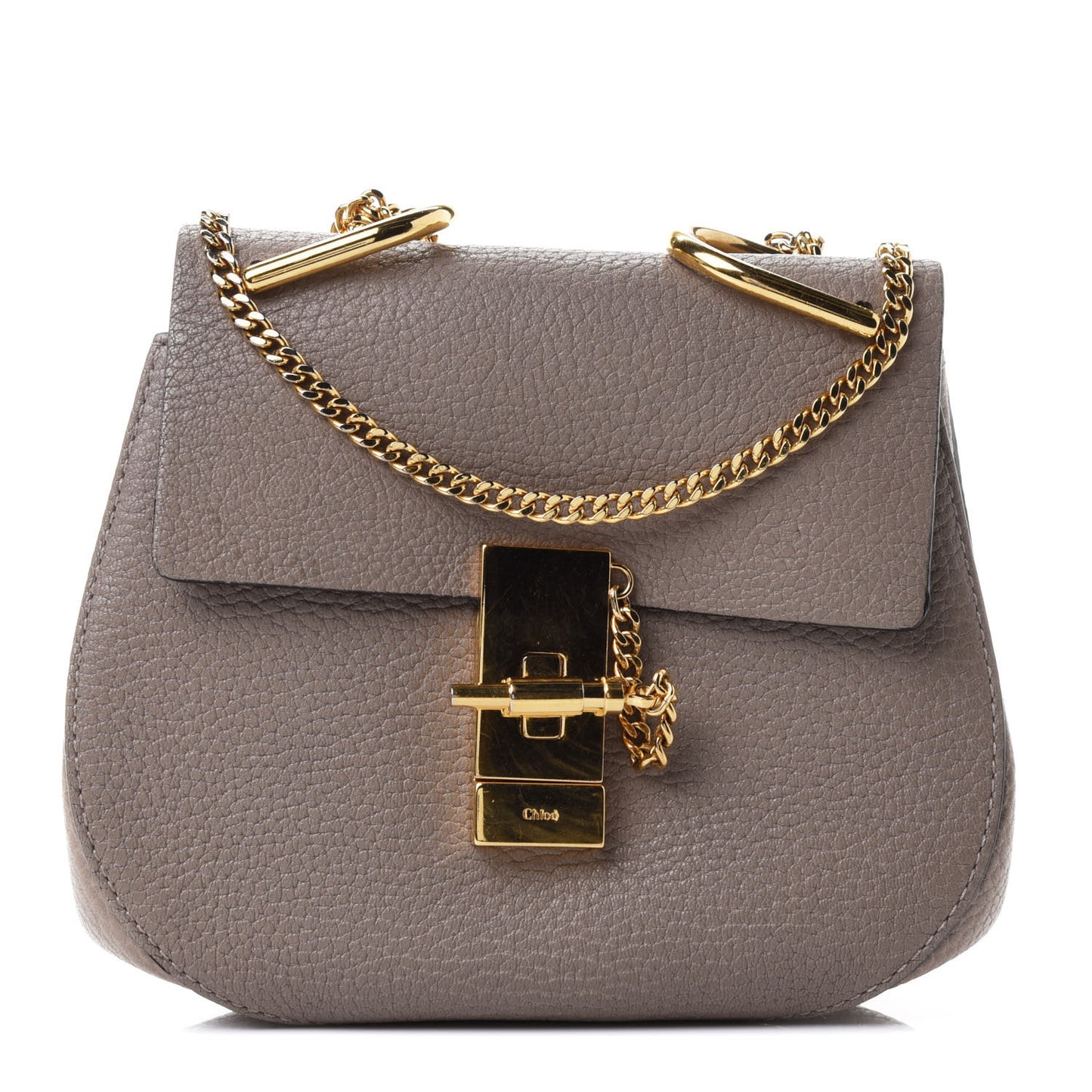 Grained Lambskin Mini Drew Shoulder Bag Motty Grey