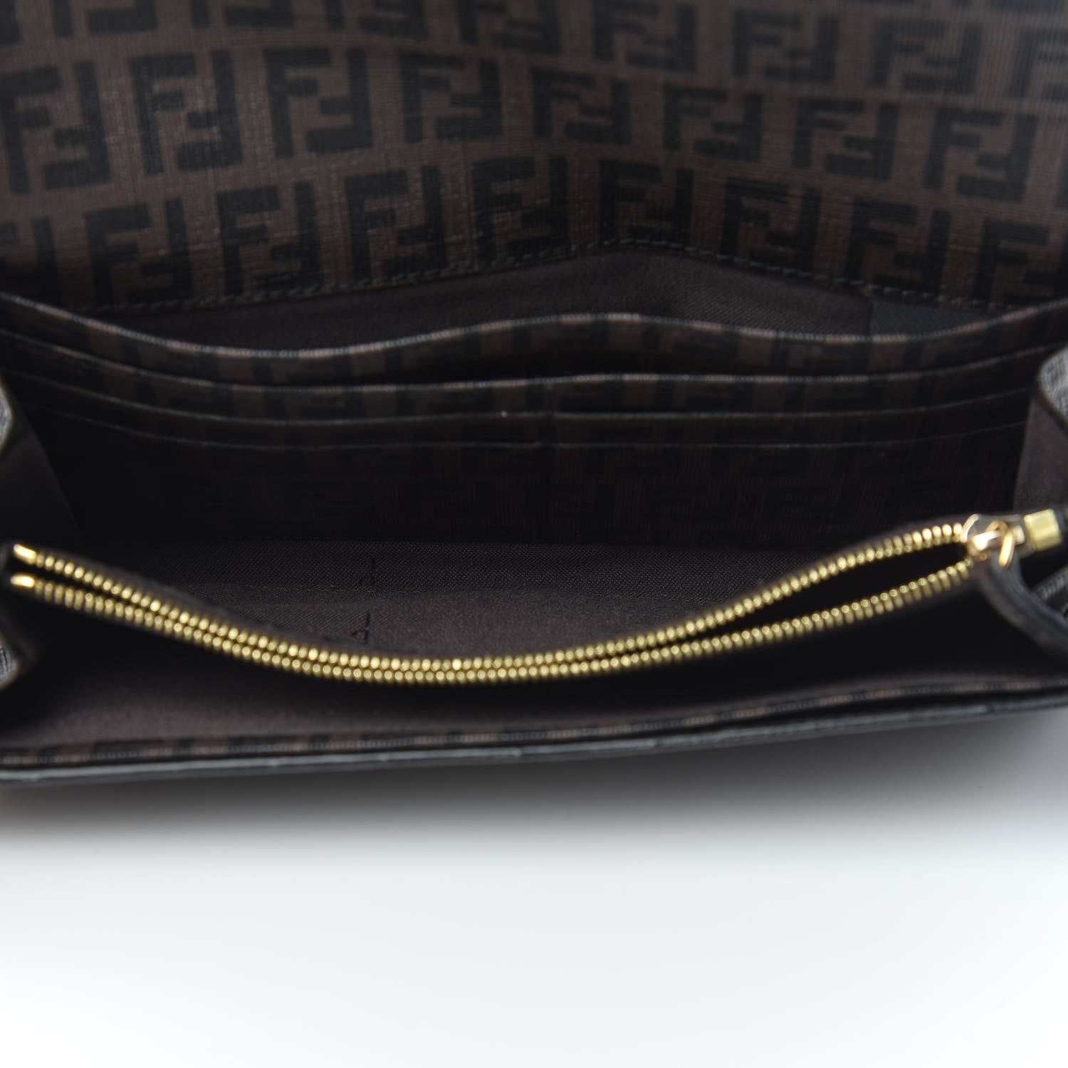 Fendi Zucchino Spalmati Forever Continental Wallet Moro Black 5 of 8