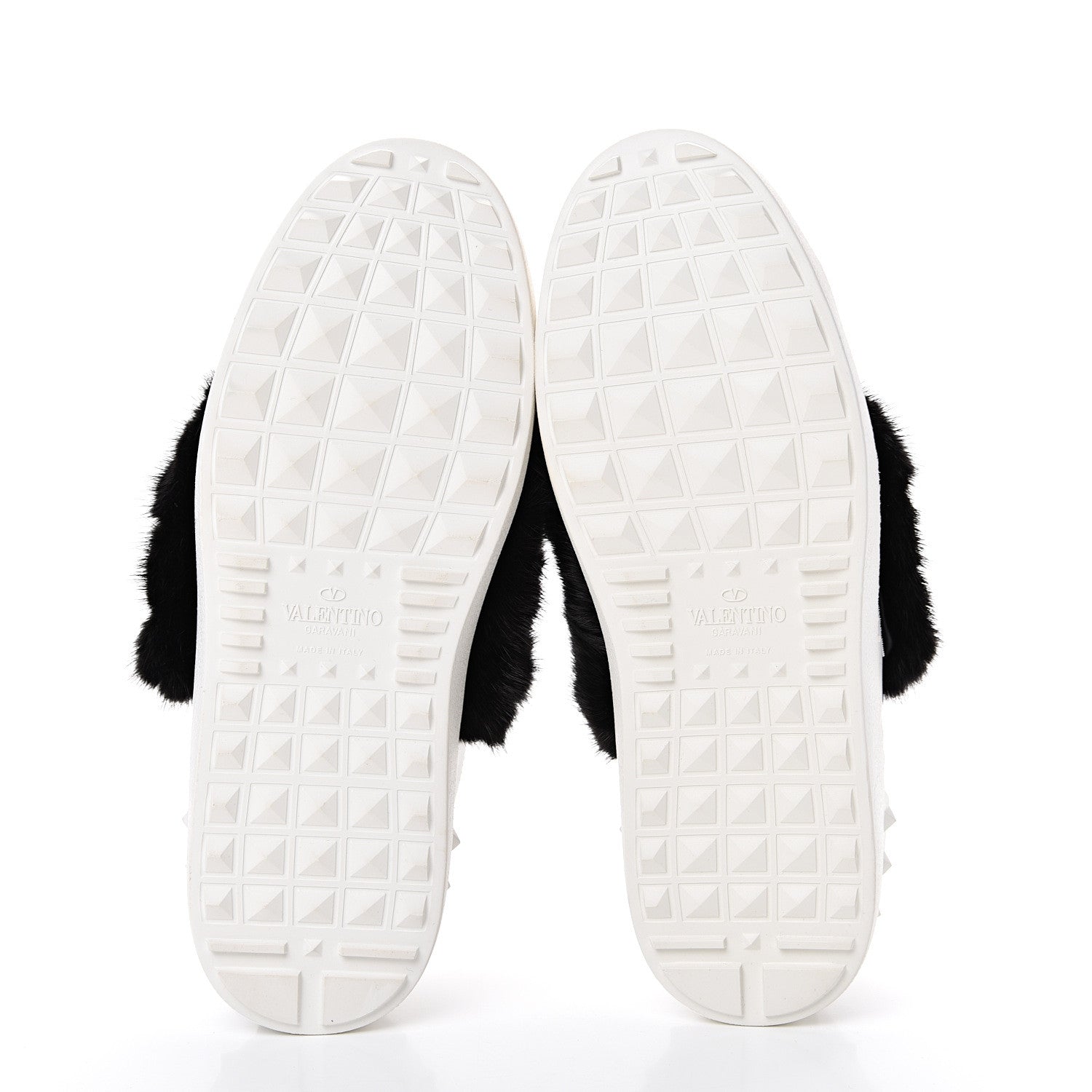 Valentino Garavani Calfskin Mink Fur Sneakers 37 White Black 5 of 7