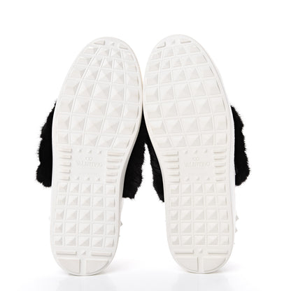 Valentino Garavani Calfskin Mink Fur Sneakers 37 White Black 5 of 7