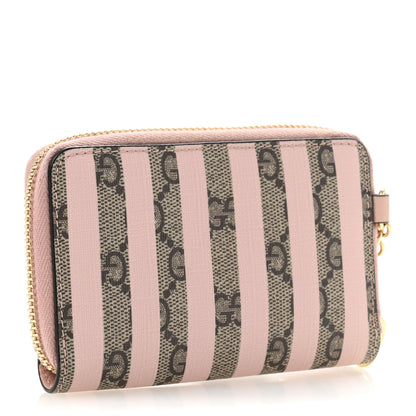 Gucci Supreme Monogram Vitello Eclipse Enamel Striped GG Key Card Case Beige Ebony Pink 3 of 9