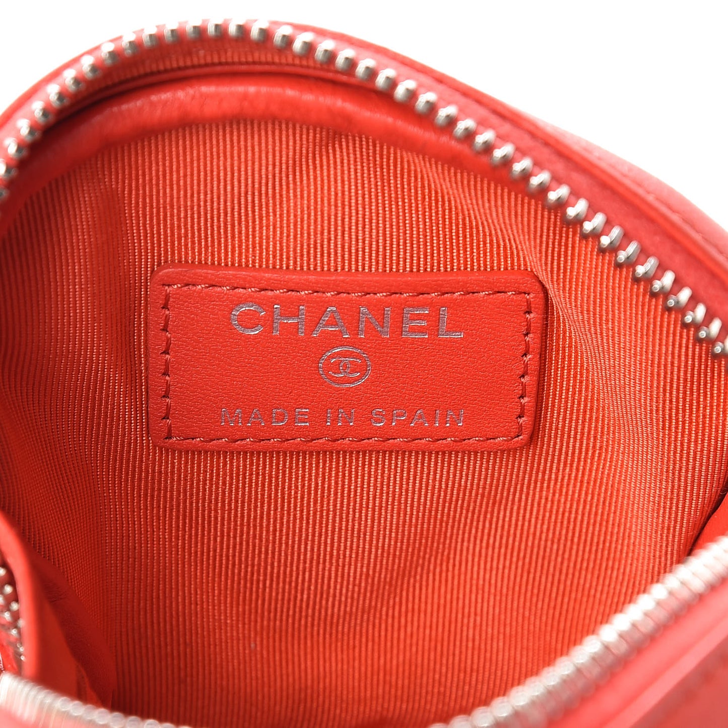 Lambskin Quilted Zip Around Classic Coin Purse Orange