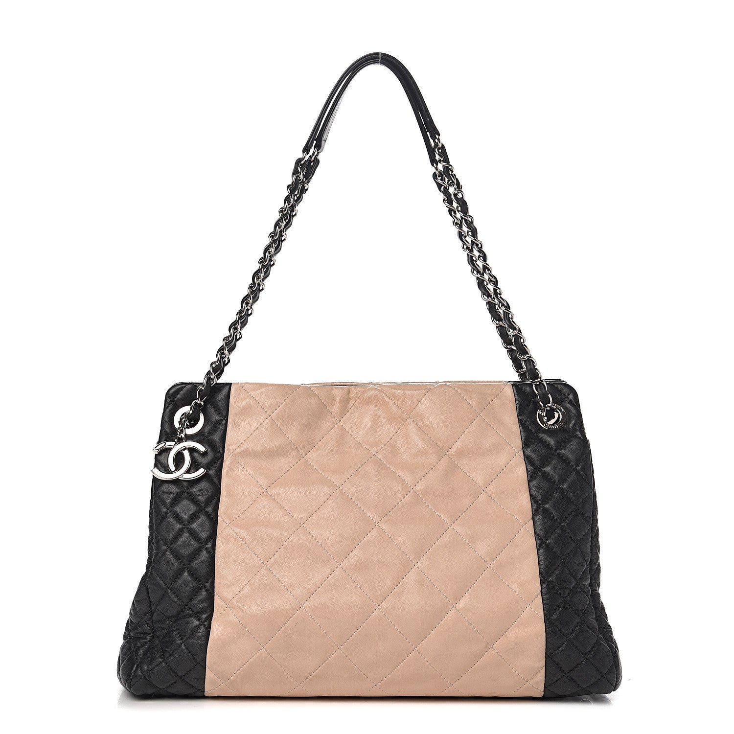 Chanel Lambskin Quilted CC Shopping Tote Black Rose Clair 1 of 15
