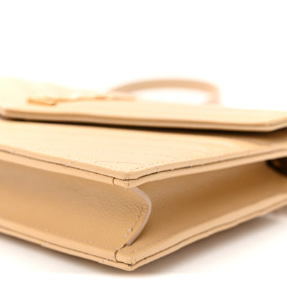 Saint Laurent Grain De Poudre Matelasse Chevron Monogram Envelope Chain Wallet Nude Powder 10 of 10