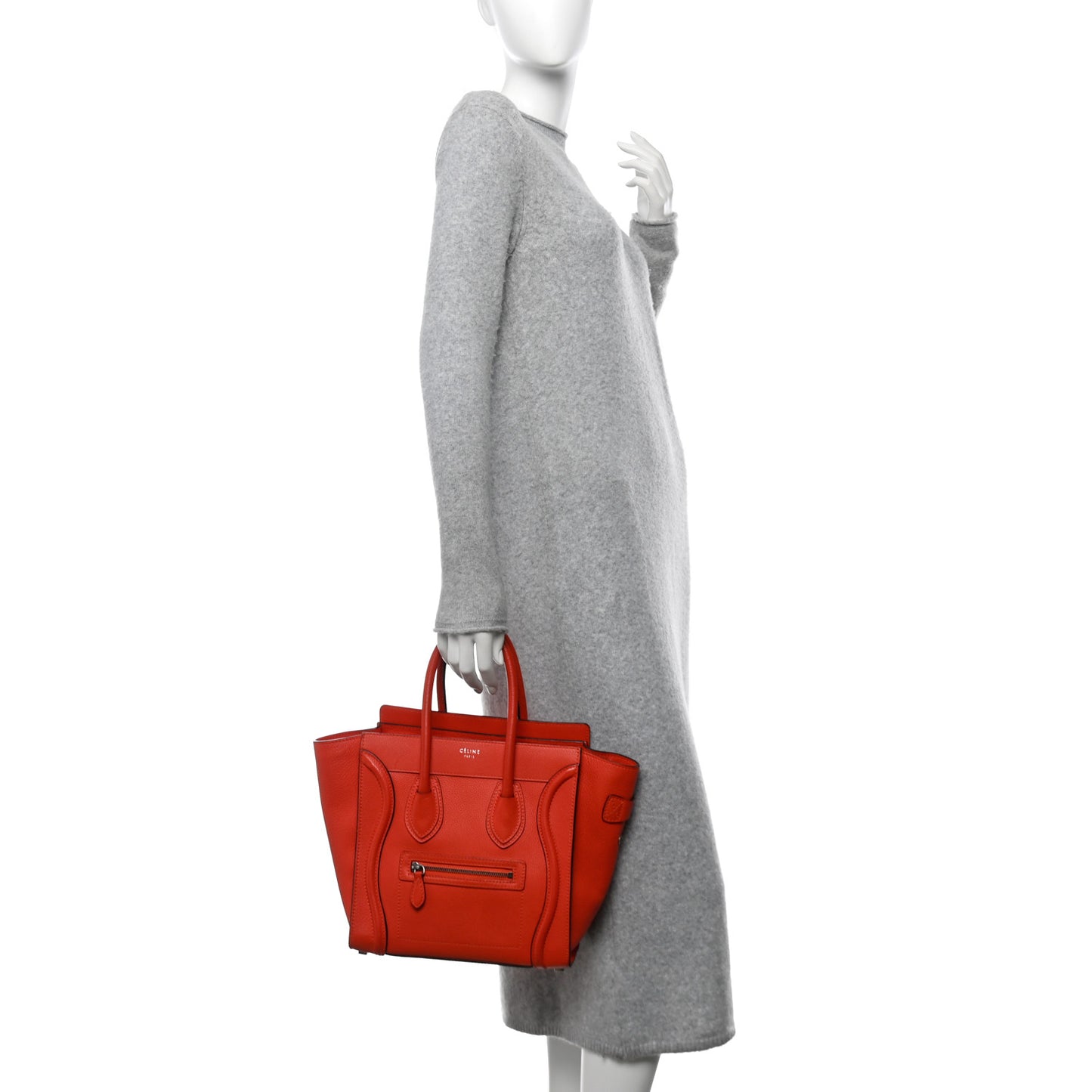 Pebbled Calfskin Micro Luggage Vermillion