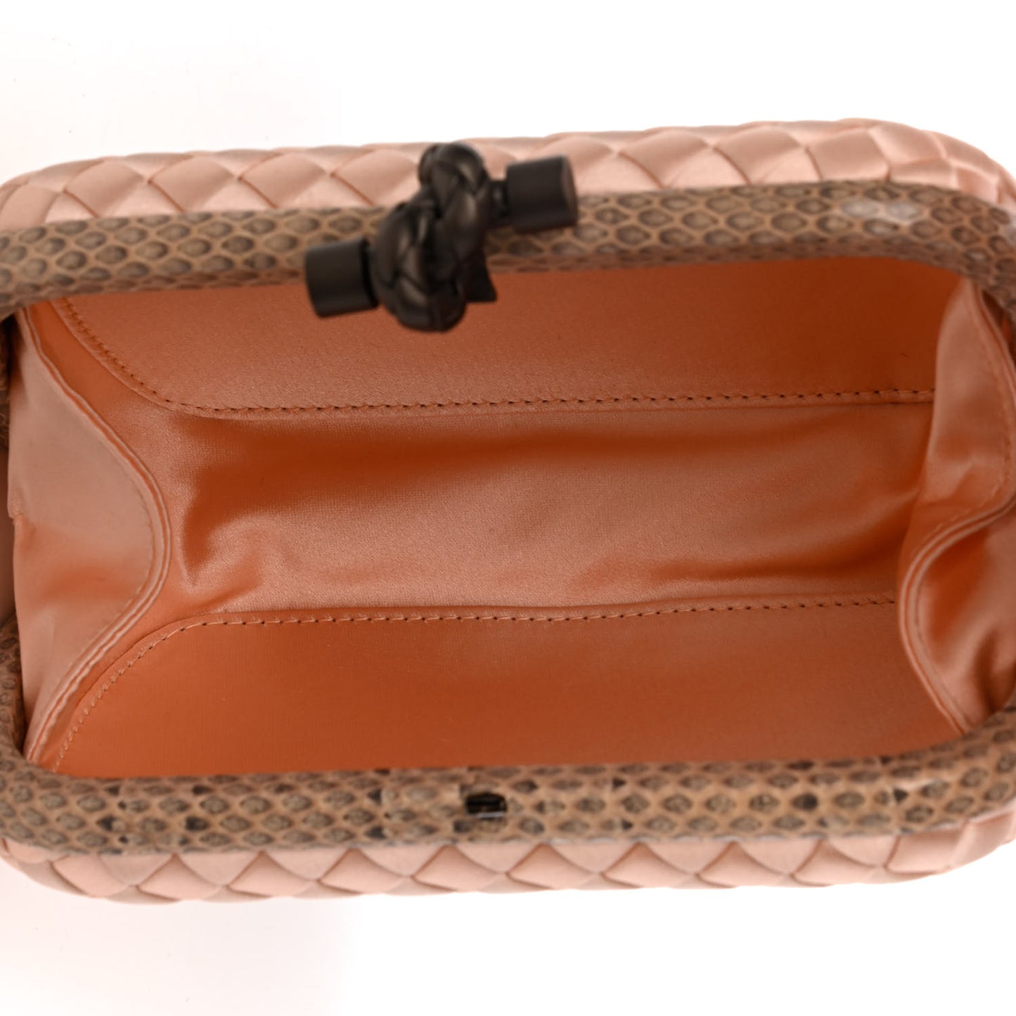 Satin Intreccio Impero Ayers Knot Clutch Flamingo