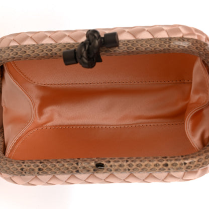 Bottega Veneta Satin Intreccio Impero Ayers Knot Clutch Flamingo 5 of 7