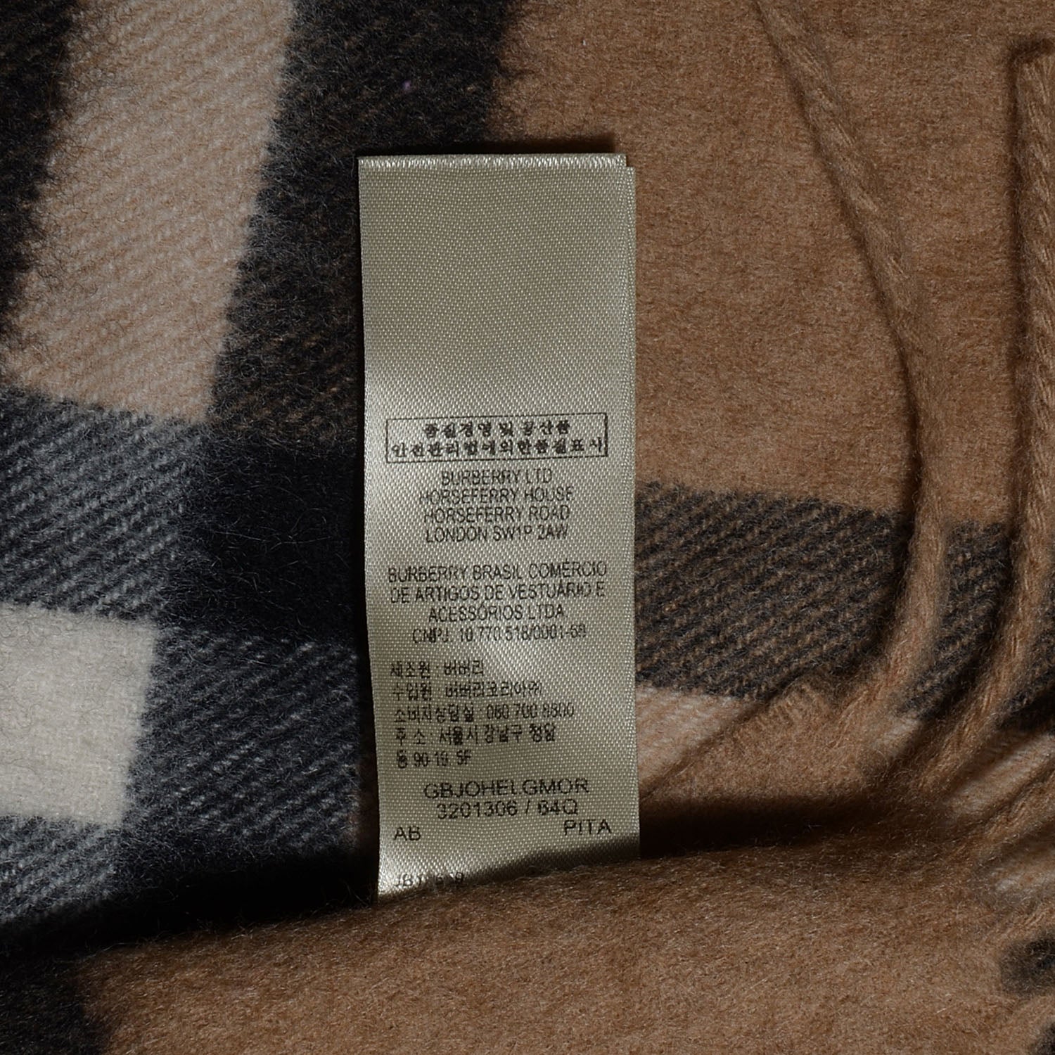Burberry Cashmere Giant Check Fringe Scarf Camel 5 of 7