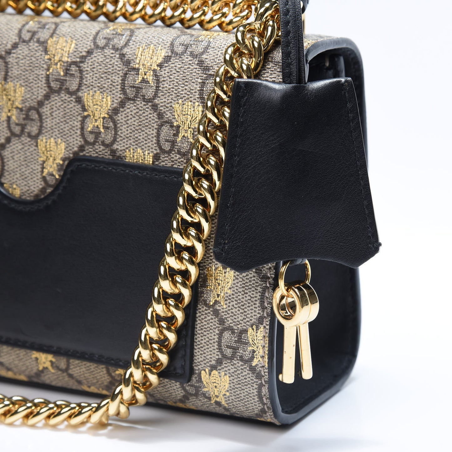 GG Supreme Monogram Bees Small Padlock Shoulder Bag Black