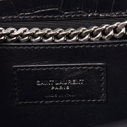 Saint Laurent Calfskin Crocodile Embossed Medium Classic Monogram Kate Tassel Satchel Black 5 of 9