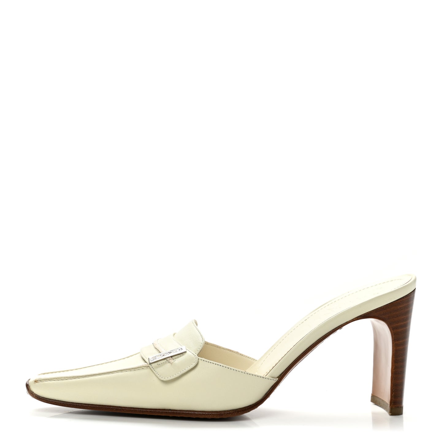 Calfskin Logo Mules 38 White