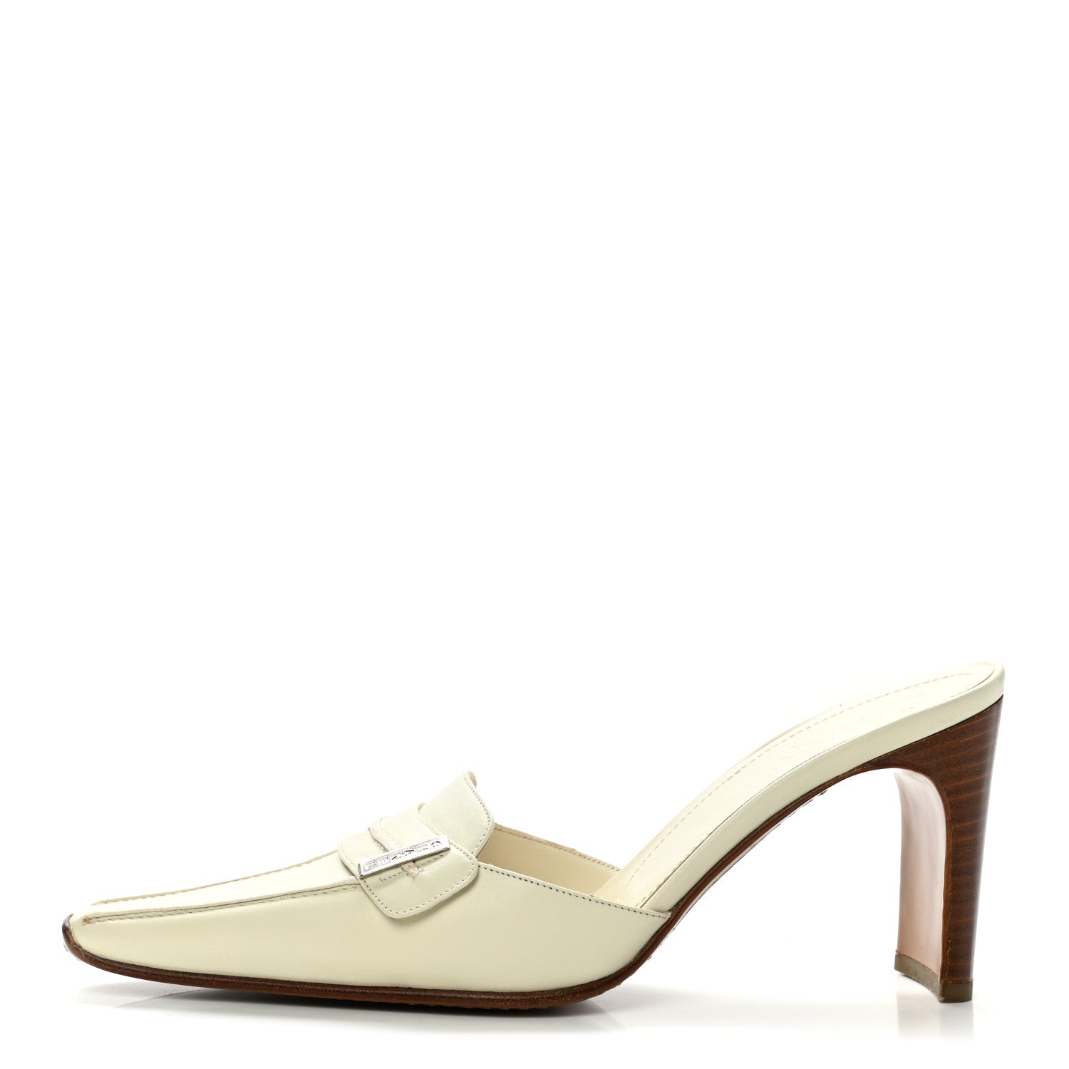 Chanel Calfskin Logo Mules 38 White 1 of 13