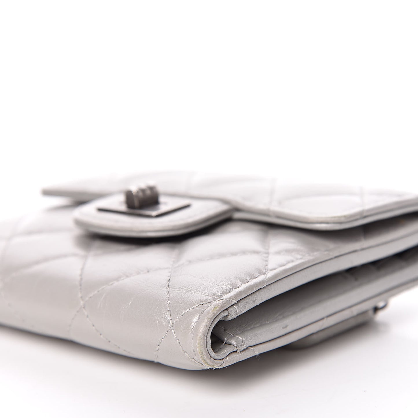Aged Calfskin Quilted Reissue Compact Wallet Grey