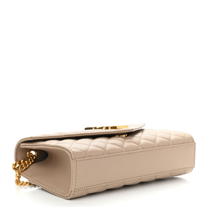 Saint Laurent Grain De Poudre Textured Mixed Matelasse Triquilt Small Monogram Satchel Dark Beige 4 of 11