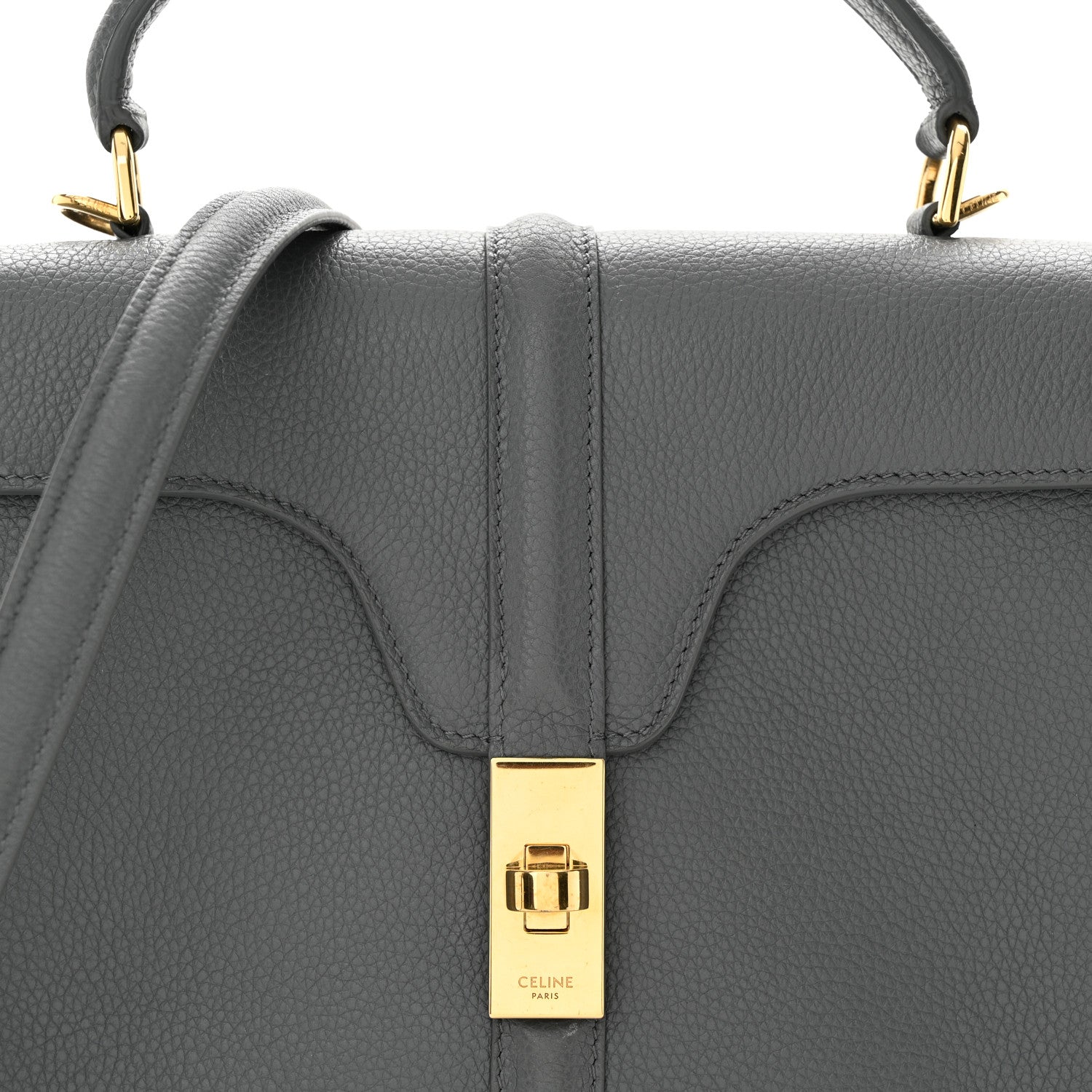 Celine Grained Calfskin Small 16 Top Handle Bag Medium Grey 8 of 15