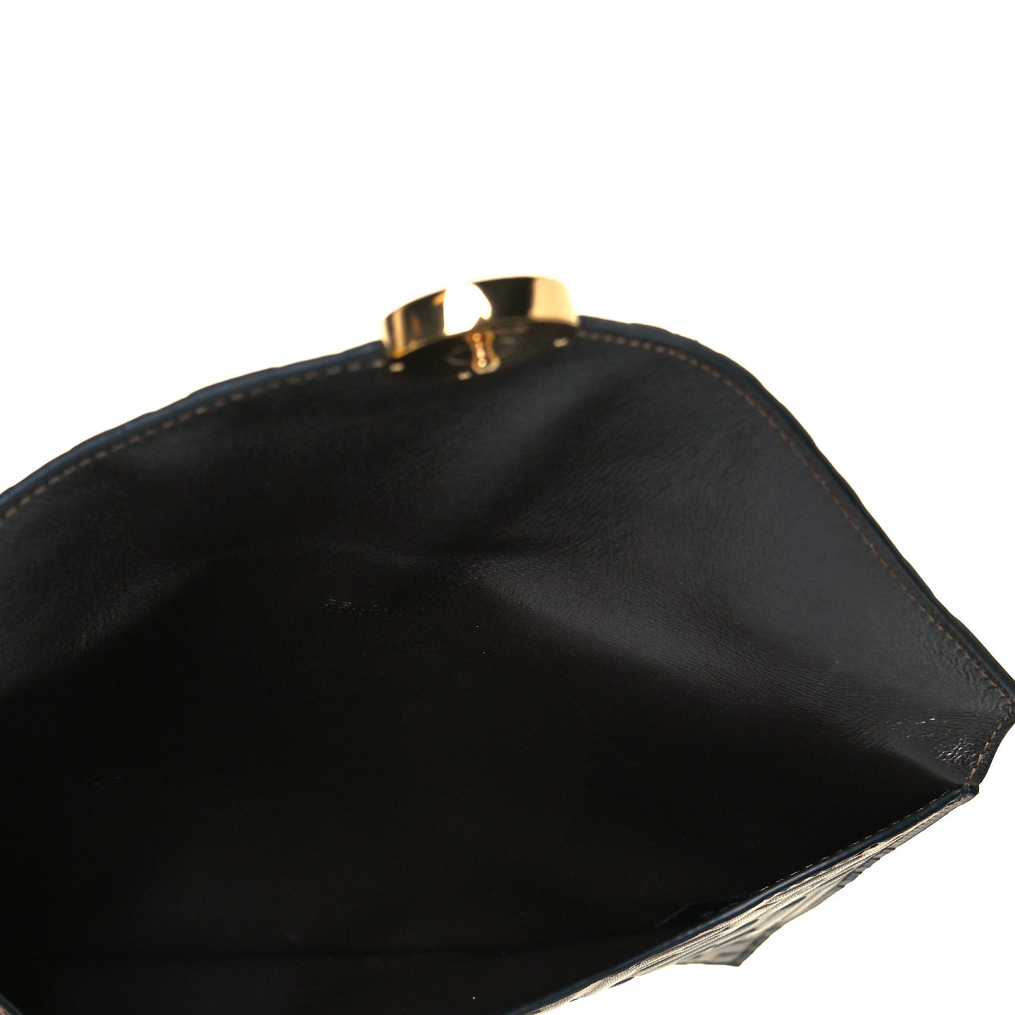Vitello Soft F is Fendi Bi-Color FF 1974 Embossed Envelope Pouch Maya Black