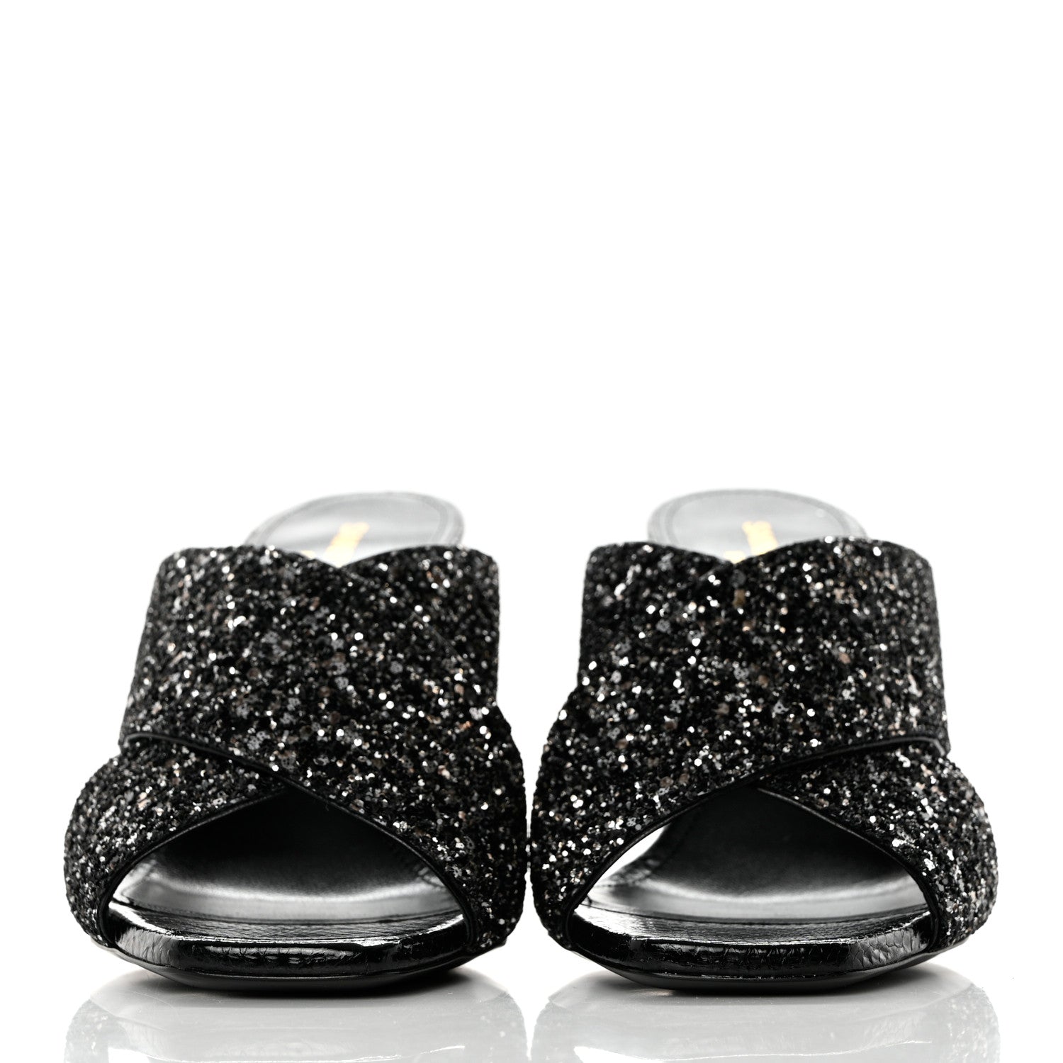Saint Laurent Glitter LouLou 70 Mule Sandals 35.5 Black 2 of 9