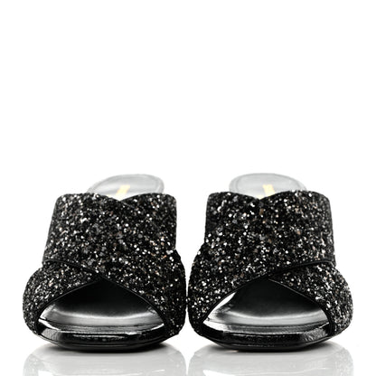 Saint Laurent Glitter LouLou 70 Mule Sandals 35.5 Black 2 of 9