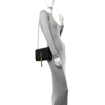 Saint Laurent Grain De Poudre Classic Monogram Kate Tassel Chain Wallet Black 2 of 12