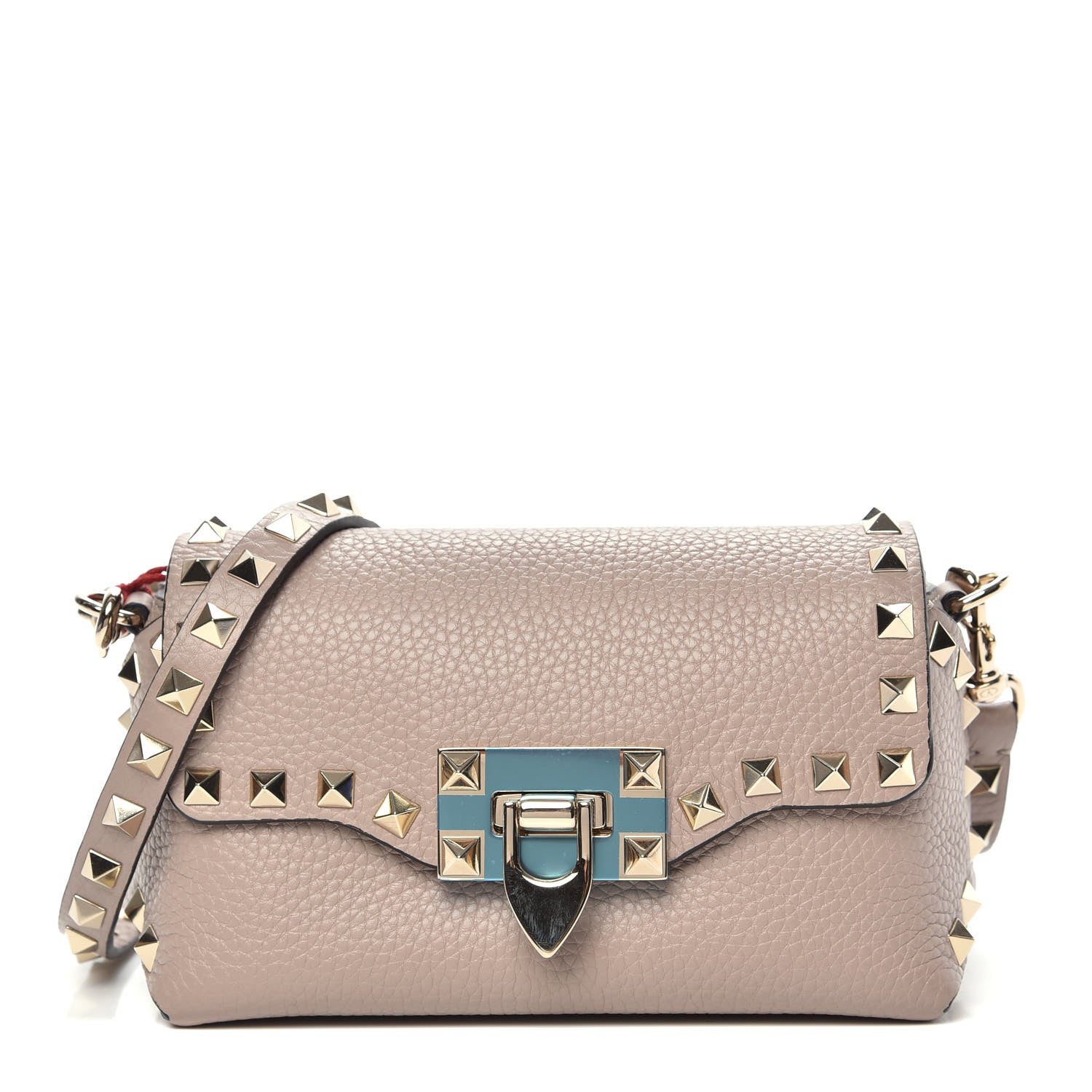 Valentino Garavani Pebbled Calfskin Mini Rockstud Crossbody Bag Poudre 1 of 8