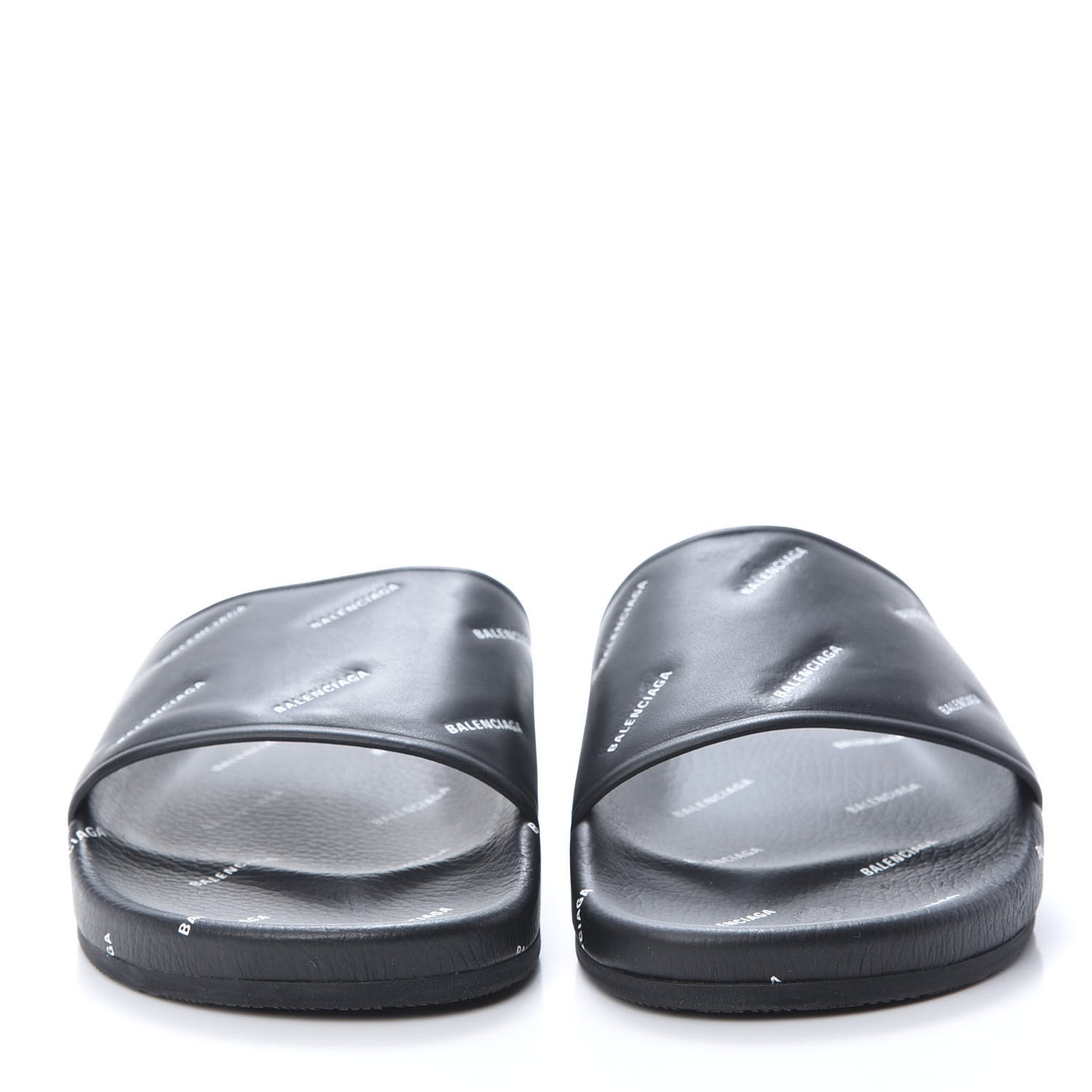 Nappa Allover Logo Embossed Womens Pool Slide Sandals 41 Black White