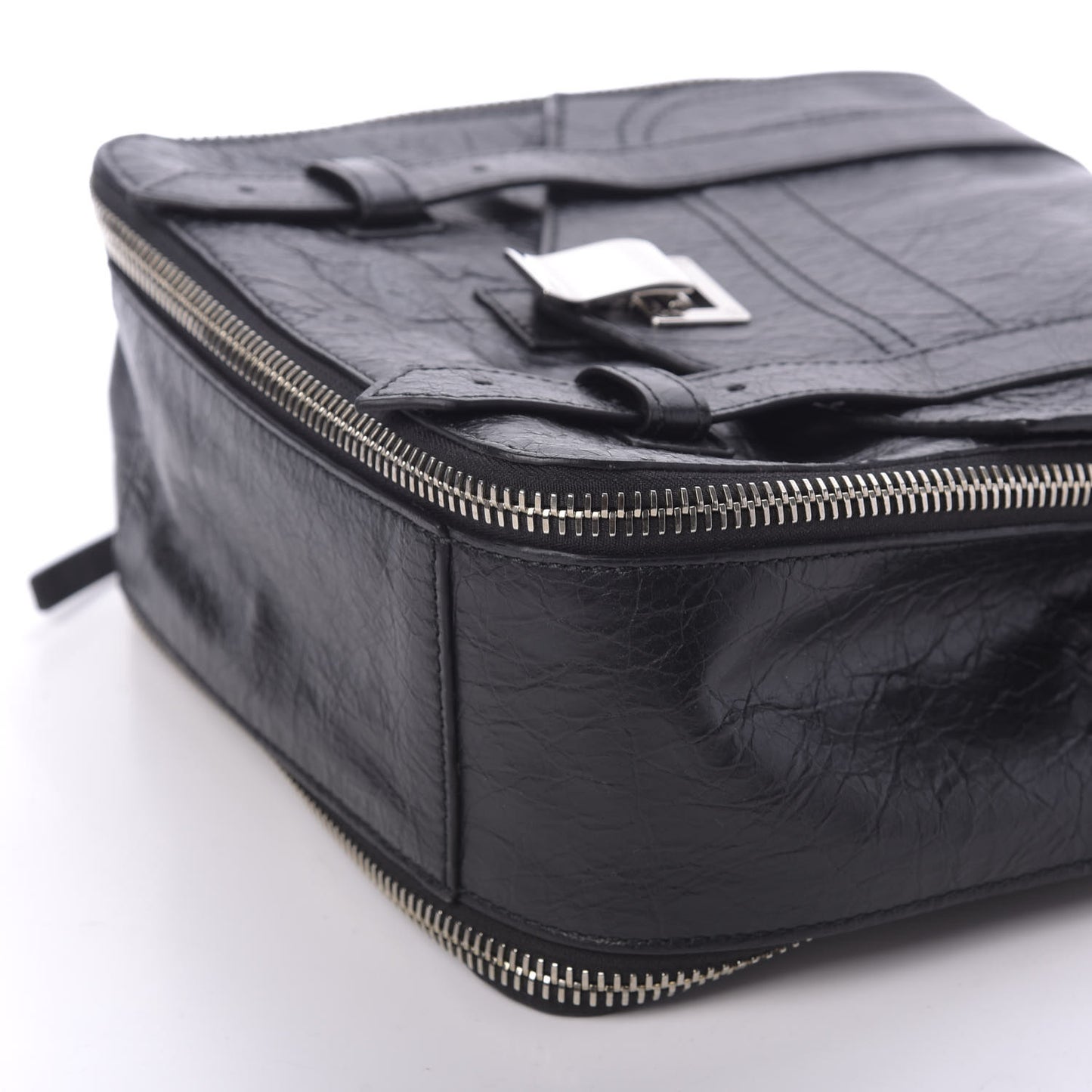 Crackled Lambskin PS1 Plus Zip Backpack Black