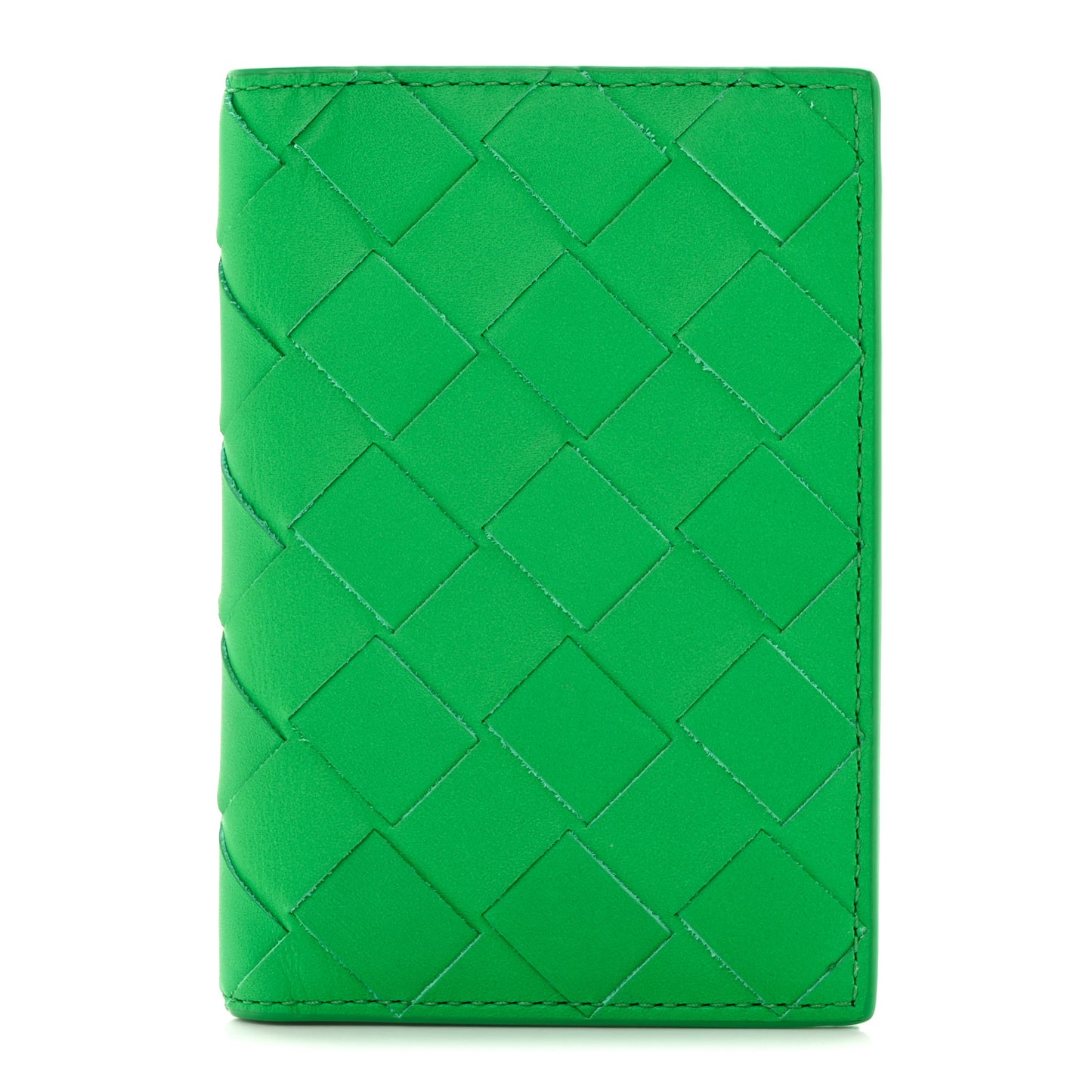 Calfskin Intrecciato Flap Card Case Parakeet