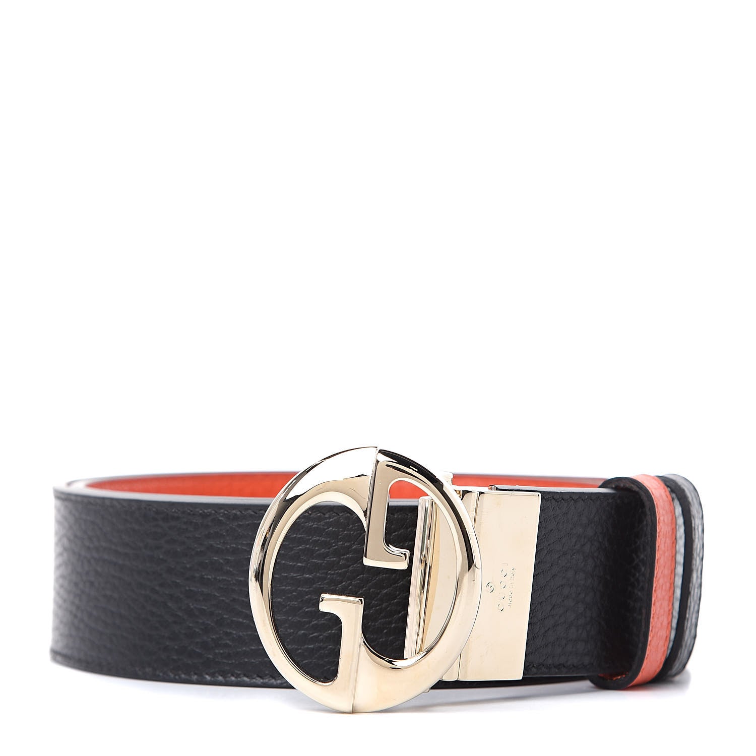 Gucci Calfskin 1973 Reversible Belt 80 32 Black Orange 1 of 6