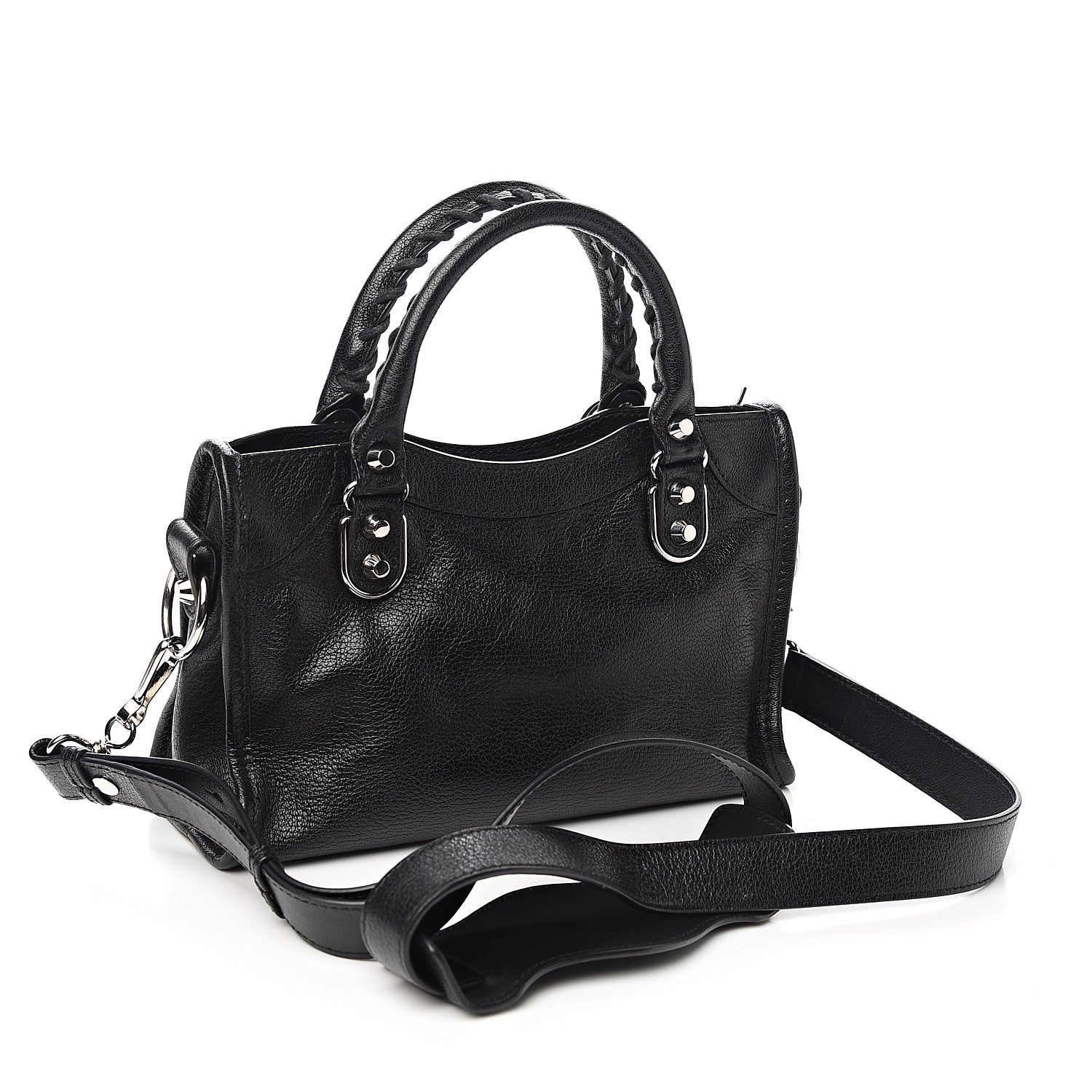 Balenciaga Chevre Silver Metallic Edge Hardware Mini City Black 2 of 9