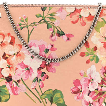 Gucci Shangai Calfskin Blooms Print Chain Pouch Pink Apricot Multicolor 7 of 10