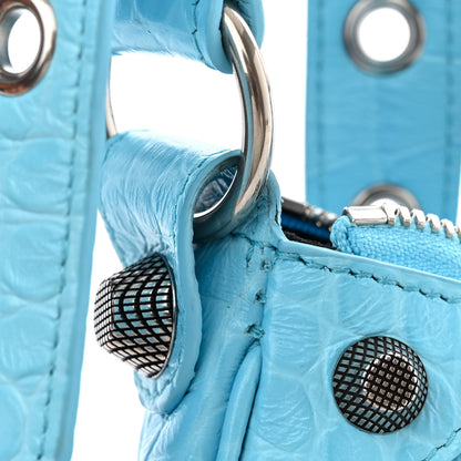 Balenciaga Extra Supple Calfskin Crocodile Embossed Le Cagole Shoulder Bag XS Sky Blue 14 of 14