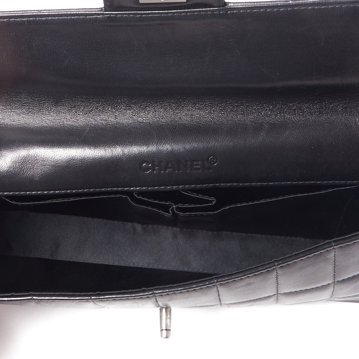 Lambskin East West Chocolate Bar Flap Black