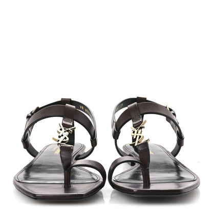 Saint Laurent Calfskin Cassandra Monogram Sandals 39 Moro 4 of 12