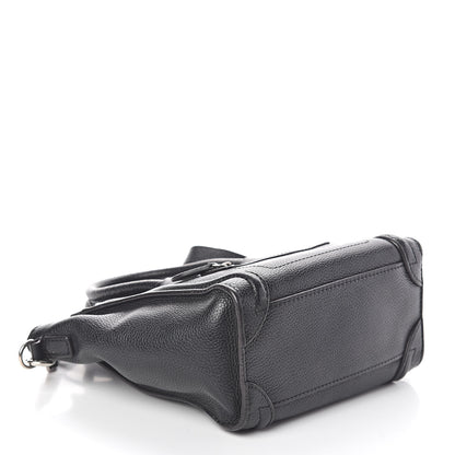 Celine Drummed Calfskin Nano Luggage Black 4 of 9