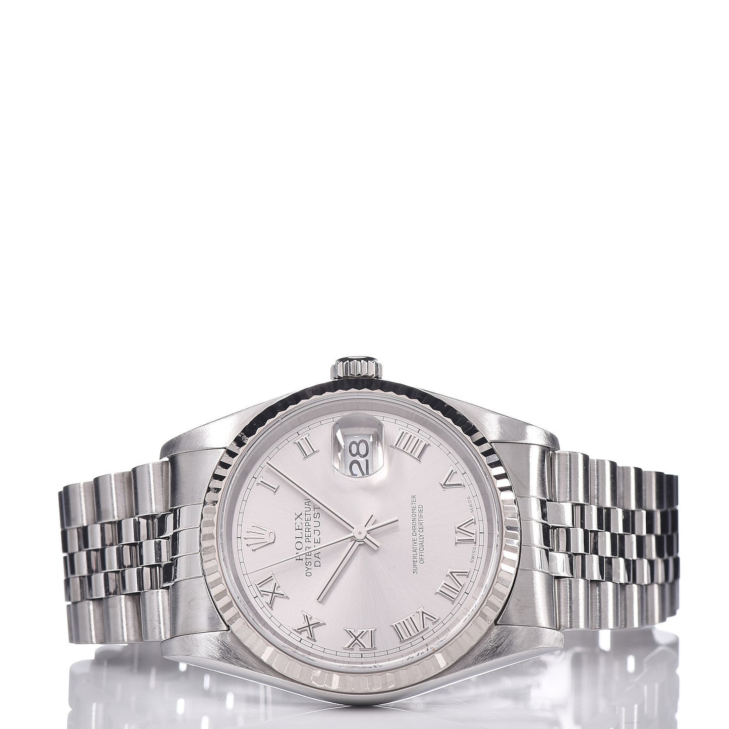 Stainless Steel 18K White Gold 36mm Oyster Perpetual Datejust Watch Silver 16234