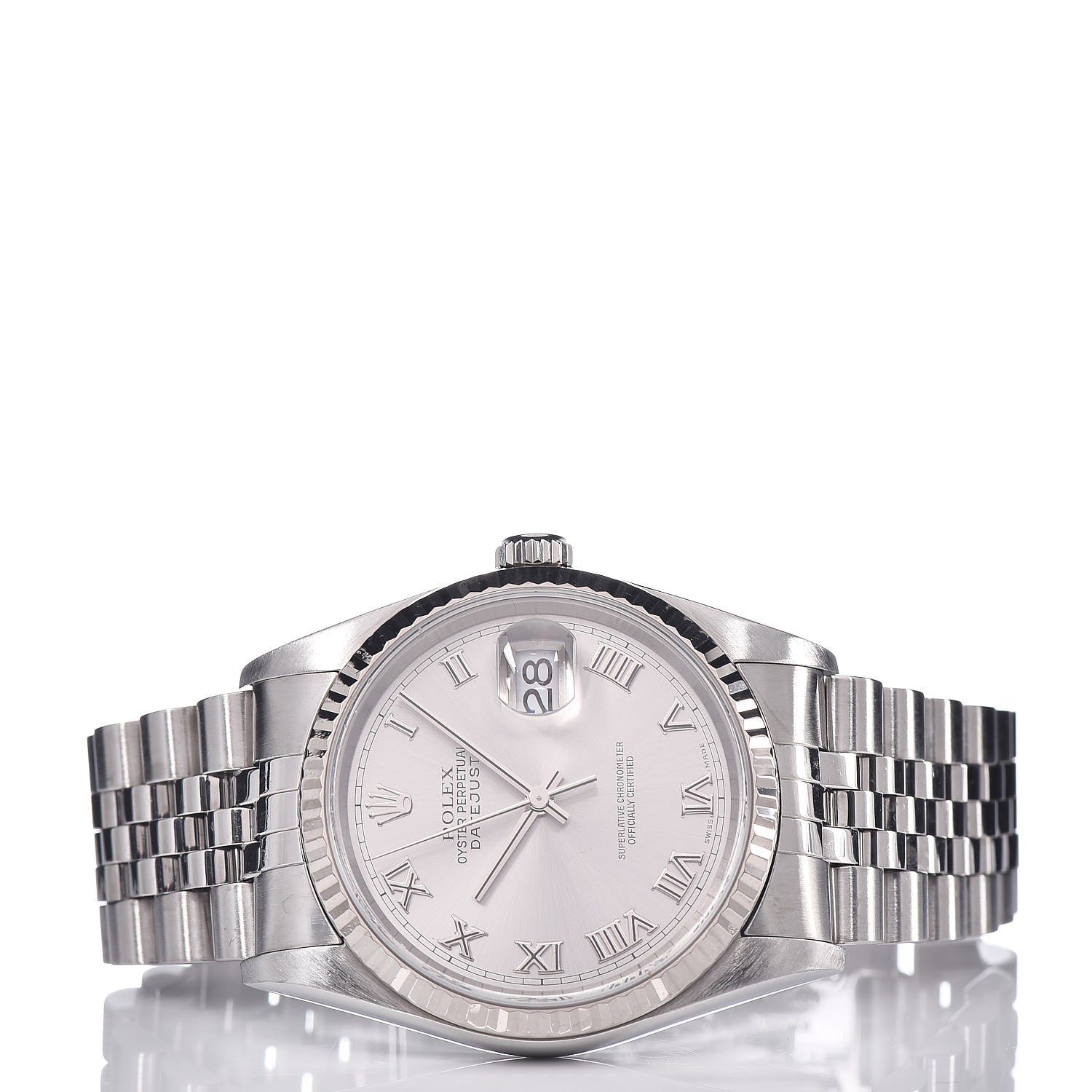 Rolex Stainless Steel 18K White Gold 36mm Oyster Perpetual Datejust Watch Silver 16234 3 of 5