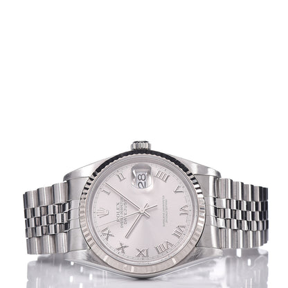 Rolex Stainless Steel 18K White Gold 36mm Oyster Perpetual Datejust Watch Silver 16234 3 of 5