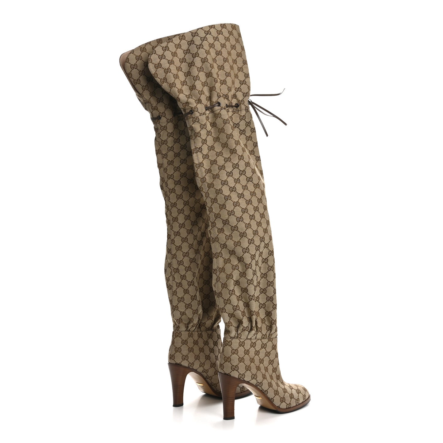 Monogram Over the Knee Boots 39.5 Beige Ebony