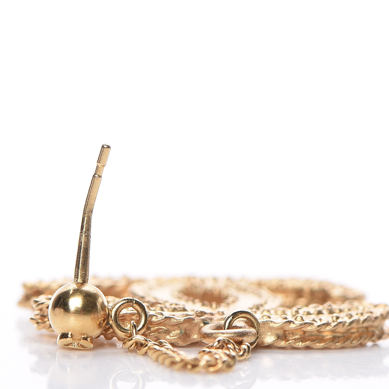 Chanel CC Drop Earrings Matte Gold 5 of 6