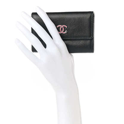 Chanel Goatskin Camellia CC Flap Card Holder Black 2 of 8