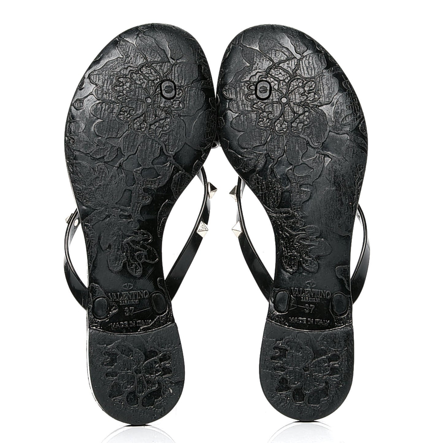PVC Jelly Rockstud Bow Thong Sandals 37 Black