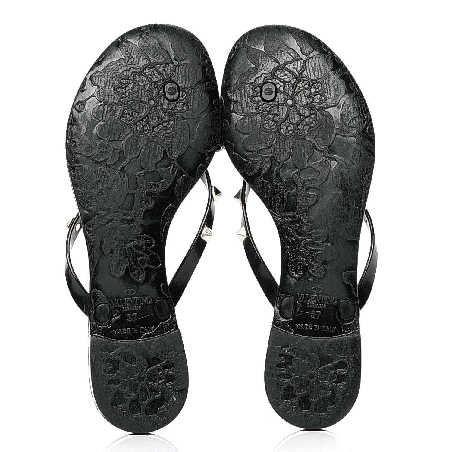 Valentino Garavani PVC Jelly Rockstud Bow Thong Sandals 37 Black 4 of 6