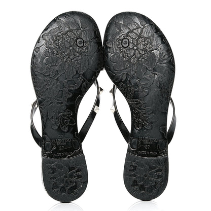 Valentino Garavani PVC Jelly Rockstud Bow Thong Sandals 37 Black 4 of 6