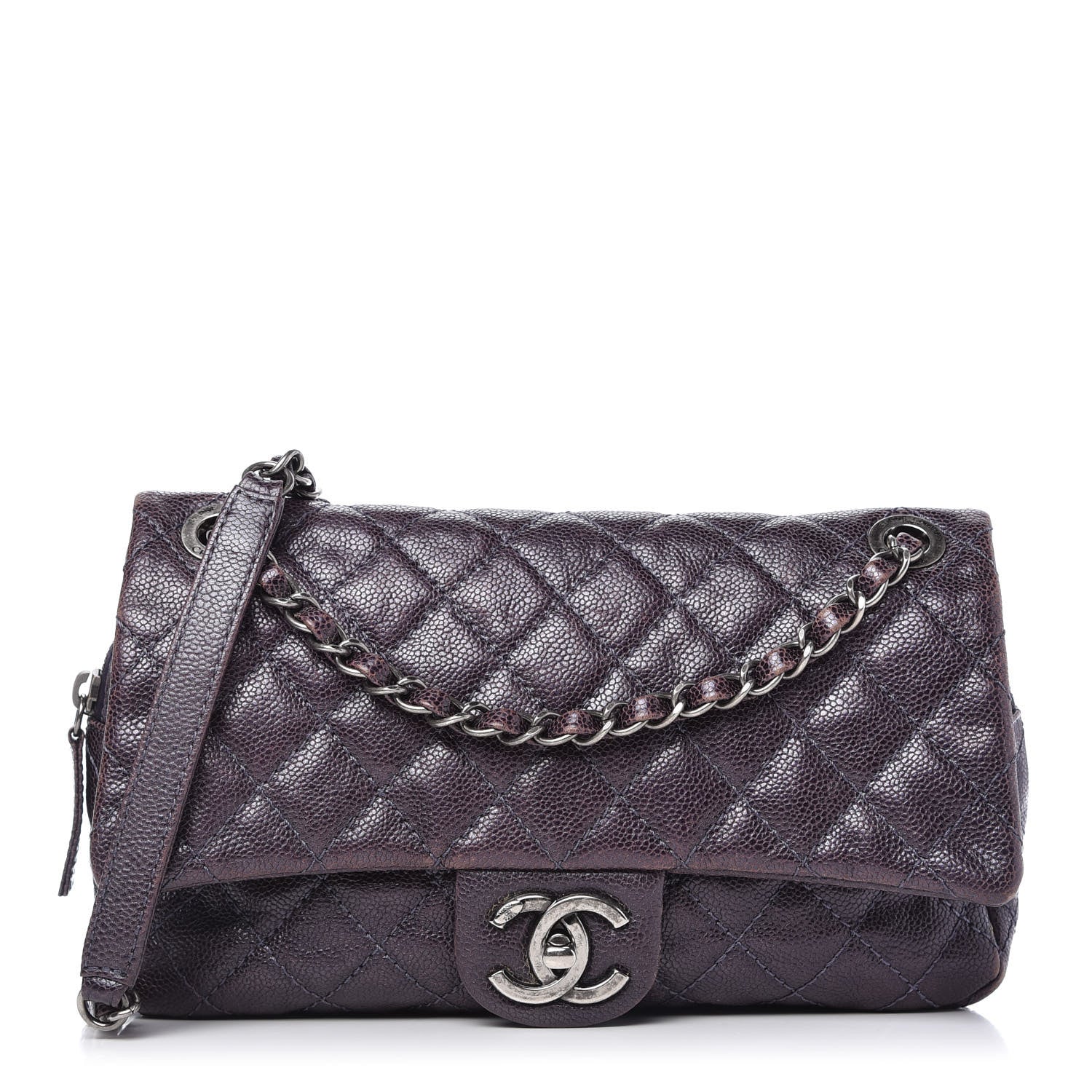 Chanel Iridescent Caviar Quilted Small Chic Flap Dark Purple 1 of 11