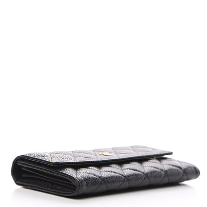 Chanel Caviar Quilted Large Gusset Flap Wallet Black 3 of 8