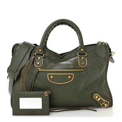 Balenciaga Chevre Gold Metallic Edge Hardware City Vert Lichen 3 of 11