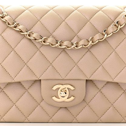 Chanel Iridescent Caviar Quilted Medium Double Flap Dark Beige 8 of 10